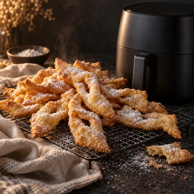 Bugnes au air fryer, à la sortie du panier