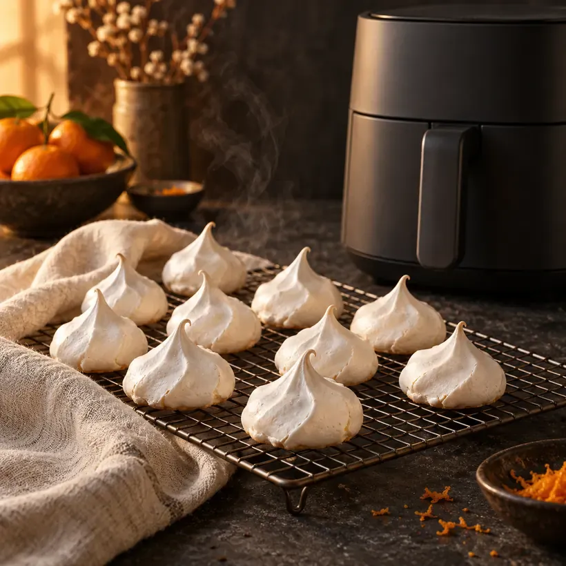 Meringues au air fryer, à la sortie du panier
