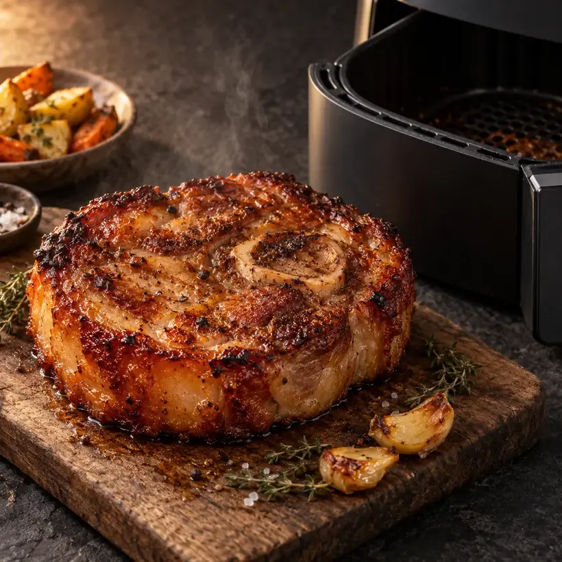 Rouelle de porc au air fryer, à la sortie du panier